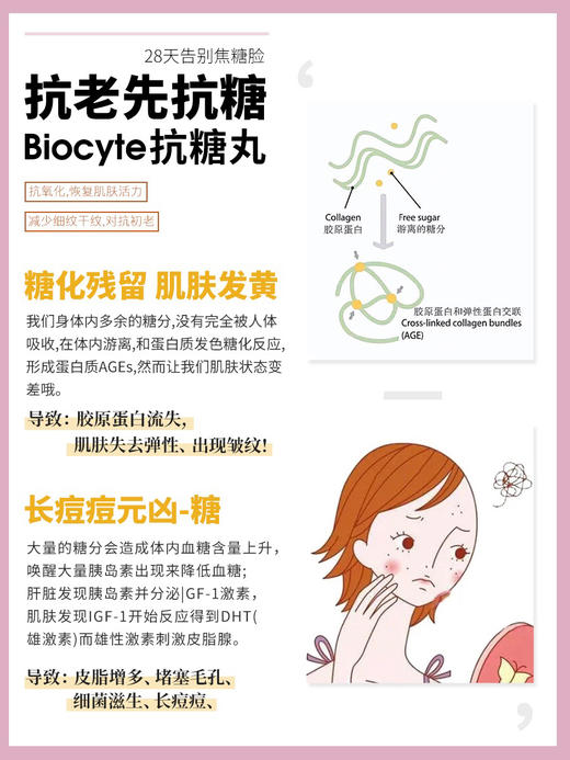 法国Biocyte抗糖丸6代金砖k糖丸q黄淡纹抵御糖化30粒（更新包装） 商品图3