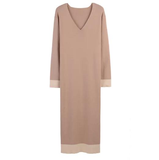 CCFS-58-C139新款时尚气质宽松V领长袖中长款针织连衣裙 商品图5