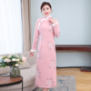 AHM-ylxz1666加厚夹棉改良旗袍连衣裙国潮旧事御姐风毛毛领2020秋冬加长款裙子 商品缩略图1