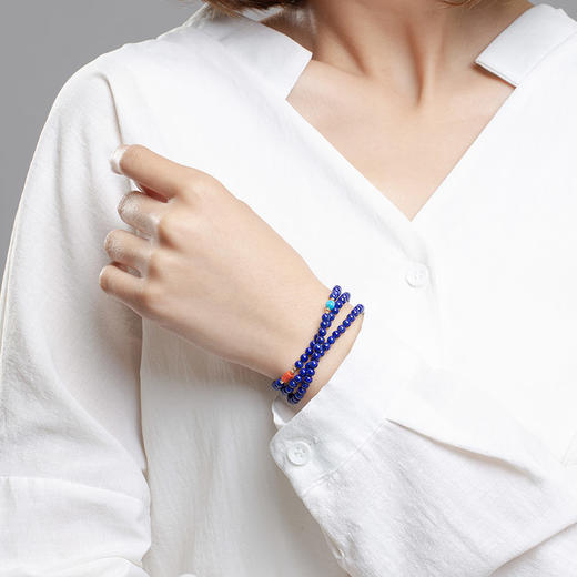 醍醐 4A青金石 松石 珊瑚 猛犸象牙 三圈手串 商品图1