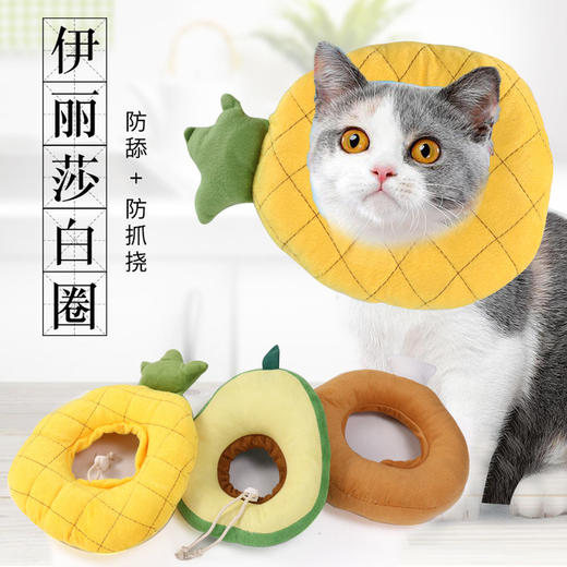 新款牛油果防舔伊丽莎白圈 软棉猫头套 宠物头套用品 商品图0