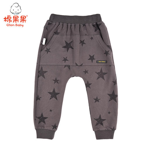 棉果果春秋季男童满印小毛圈针织长裤裤子M112200221130 商品图0
