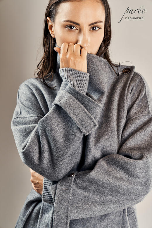 #1212「SQUARED WRAP COAT」85% WOOL 15% CASHMERE 高级灰独有翻领大衣 商品图12