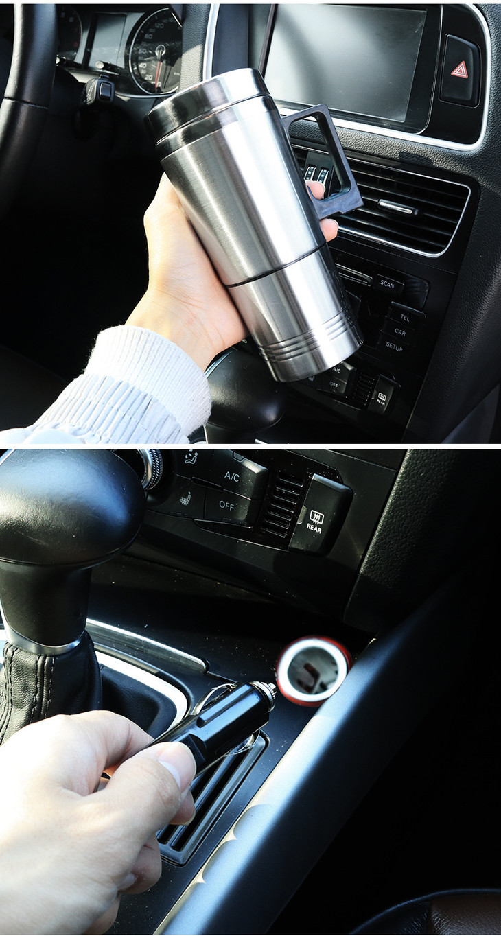 车载不锈钢子母电热杯 车用加热水杯热水器保温杯12v/24v加热水壶