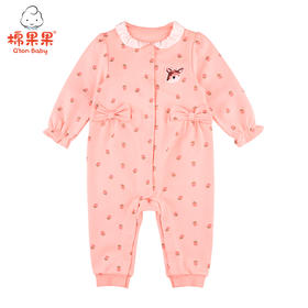 棉果果春秋款女童磨毛棉毛飞边连体衣连身衣哈衣M122722221112