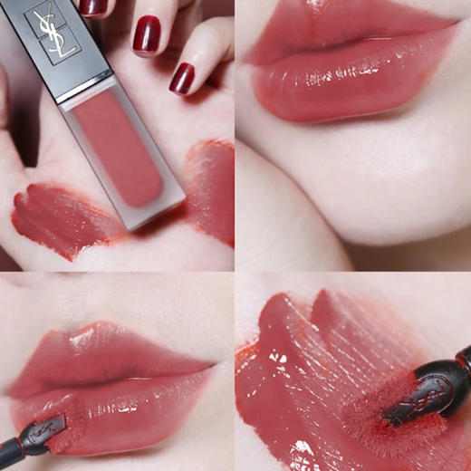 法国ysl圣罗兰新款黑盖磨砂丝绒哑光水光唇釉204
