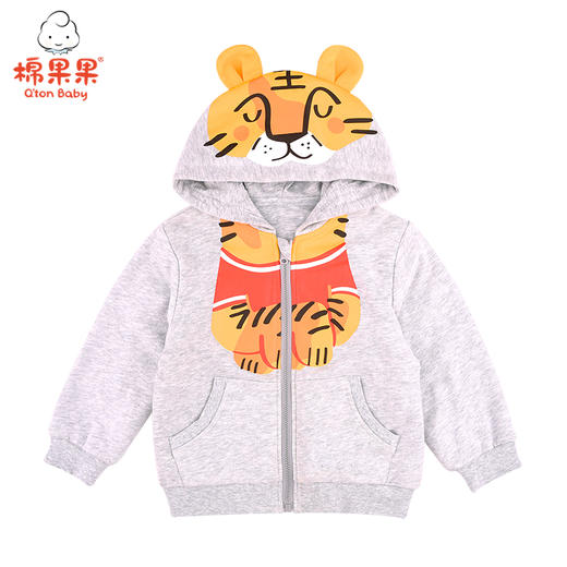 棉果果春秋季男童大毛圈连帽对开卫衣M112100221083 商品图0
