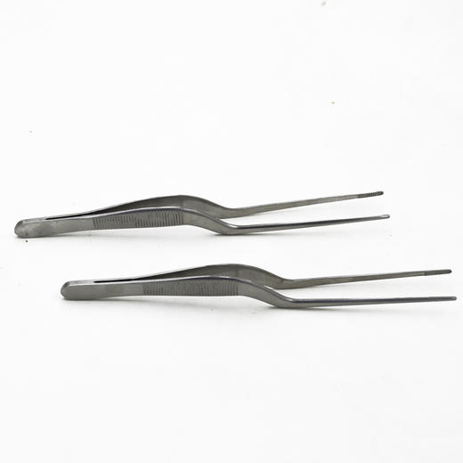 不锈钢镊子尖头圆头有齿多肉加厚枪型加硬直头弯头镊子工具14cm 商品图4