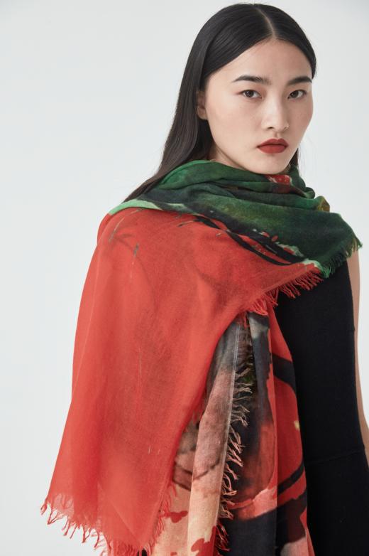 印花艺术羊绒围巾 SJS16P321B 商品图0