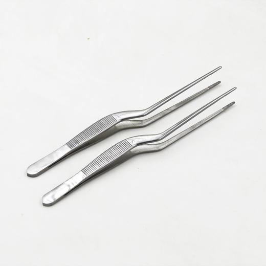 不锈钢镊子尖头圆头有齿多肉加厚枪型加硬直头弯头镊子工具14cm 商品图1