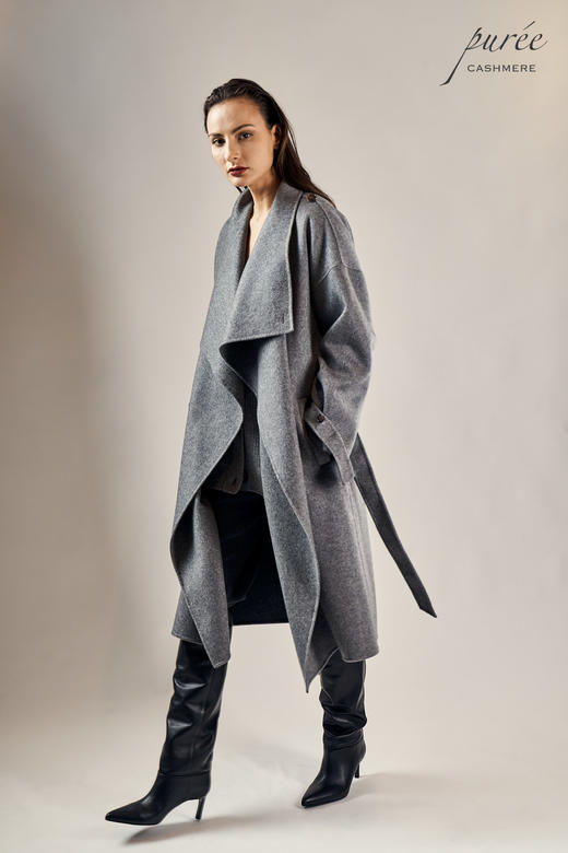 #1212「SQUARED WRAP COAT」85% WOOL 15% CASHMERE 高级灰独有翻领大衣 商品图13