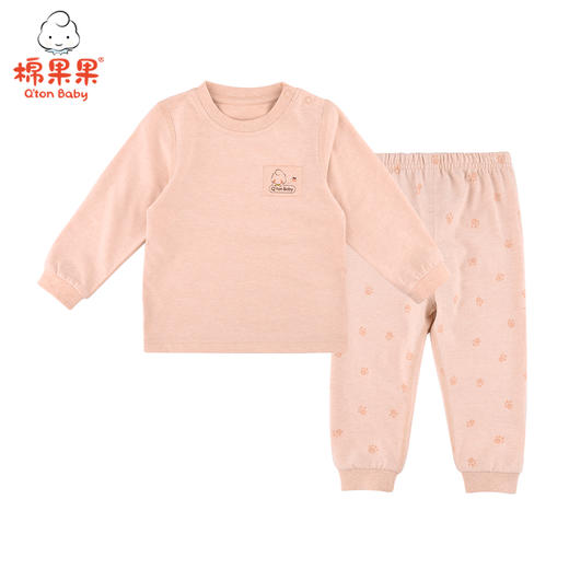 棉果果春秋款新疆彩棉男童女童汗布上衣+裤子套头套装M101302121035 商品图0