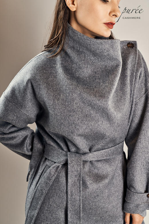 #1212「SQUARED WRAP COAT」85% WOOL 15% CASHMERE 高级灰独有翻领大衣 商品图8