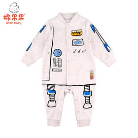 棉果果春秋季男童氨棉棉毛印花对开连体衣连身衣哈衣M112722221133