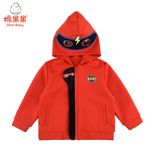 棉果果春秋季男童双面布连帽新年款喜庆大红色长袖外套M112100421124 商品图1