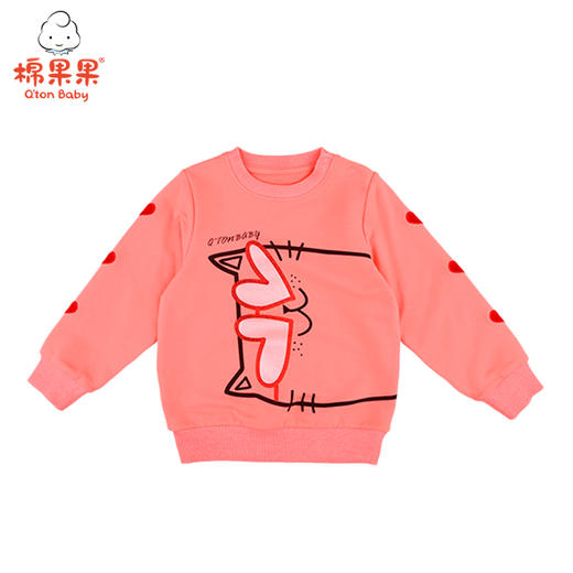 棉果果春秋女童上衣小毛圈猫咪圆领卫衣M122180221099 商品图1