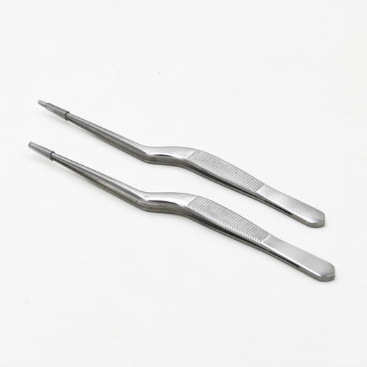 不锈钢镊子尖头圆头有齿多肉加厚枪型加硬直头弯头镊子工具14cm 商品图3