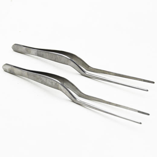 不锈钢镊子尖头圆头有齿多肉加厚枪型加硬直头弯头镊子工具14cm 商品图2