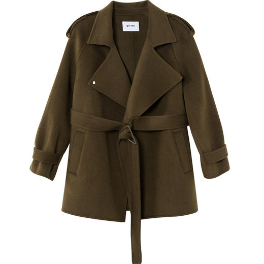 gcrues英伦风双面呢子大衣2020新款冬装收腰小个子毛呢外套女短款g2d