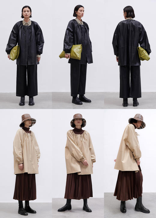 HIDEMI小羊皮抽绳设计感厚款大衣 商品图3