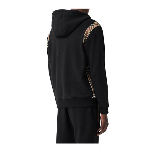 【一】BURBERRY 巴宝莉 男士 Vintage 格纹拼接棉质连帽卫衣 黑色 8034510 A1189 商品图2