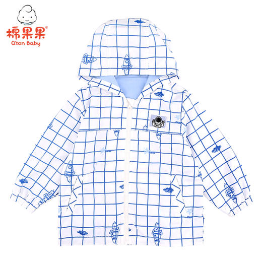 棉果果春秋季男童挂里印格连帽梭织夹克M112130421125 商品图2