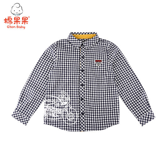 棉果果春秋季男童纯棉梭织格布长袖衬衫M112150221081 商品图0