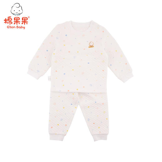 棉果果秋冬季男宝女宝套装上衣+裤子有机棉纱空气层套头套装M401302619630 商品图0
