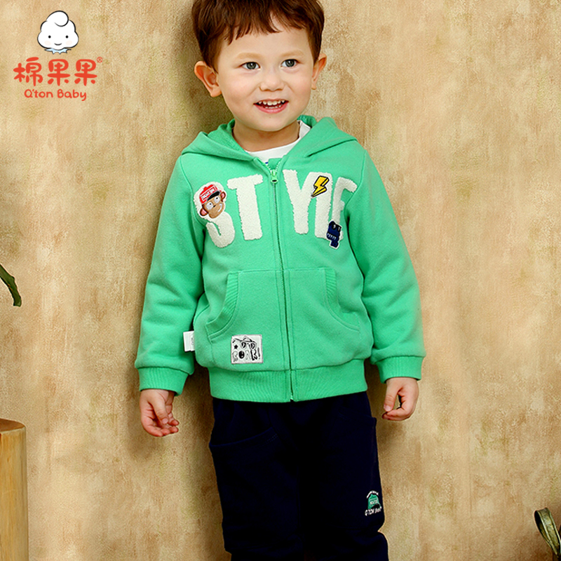棉果果春秋季男童大毛圈连帽对开外套M312100219481
