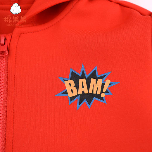 棉果果春秋季男童双面布连帽新年款喜庆大红色长袖外套M112100421124 商品图3