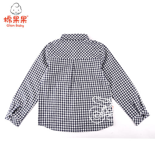 棉果果春秋季男童纯棉梭织格布长袖衬衫M112150221081 商品图1