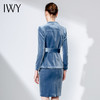 IWY/蓝色金丝绒长袖西装半裙套装CS1024 商品缩略图2