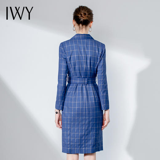 IWY/蓝色格纹长袖西装连衣裙Q340 商品图3