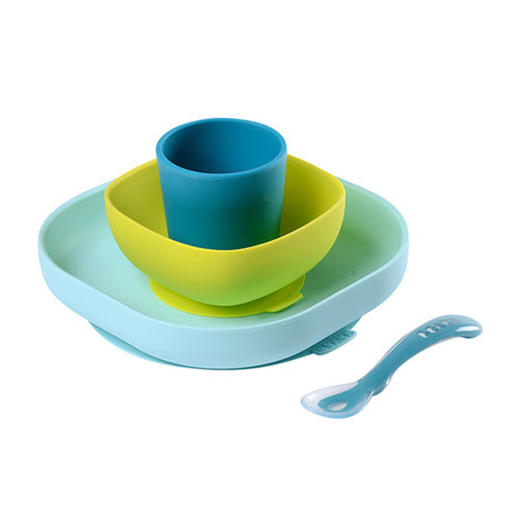 BEABA 婴儿辅食碗 硅胶吸盘碗勺套装  宝宝餐盘 儿童防摔餐具 商品图0