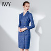 IWY/蓝色格纹长袖西装连衣裙Q340 商品缩略图4
