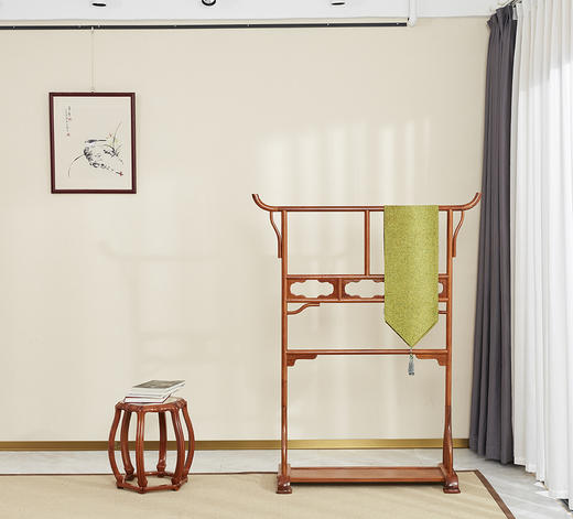 红桥红  家具严选  缅甸花梨（大果紫檀）  【126 明式简约 空灵衣帽架】 商品图1