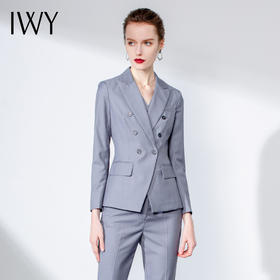 IWY/灰色长袖西装马甲长裤套装CPM251