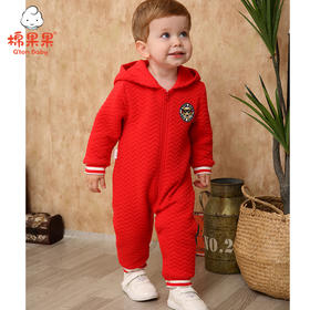 棉果果春秋季男童涤包氨空气层对开连体衣 M12722619520