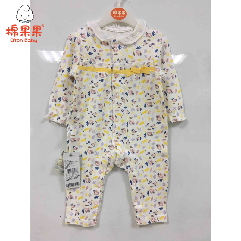 棉果果春秋季女童碎花偏襟连体衣M122720220143