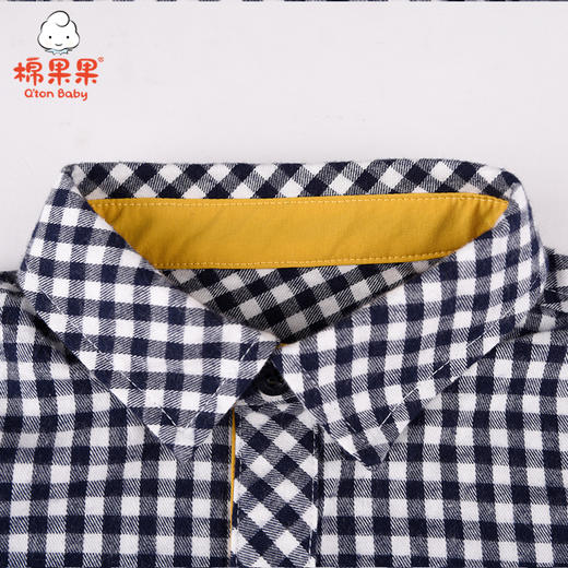 棉果果春秋季男童纯棉梭织格布长袖衬衫M112150221081 商品图2