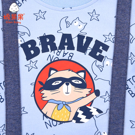 棉果果春秋季男童小毛圈假两件背带套头连体衣连身衣哈衣M112727221132 商品图4