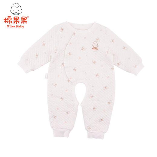 棉果果秋冬季有机棉纱男童女童空气层偏襟开裆哈衣连体衣连身衣M401721619625 商品图1