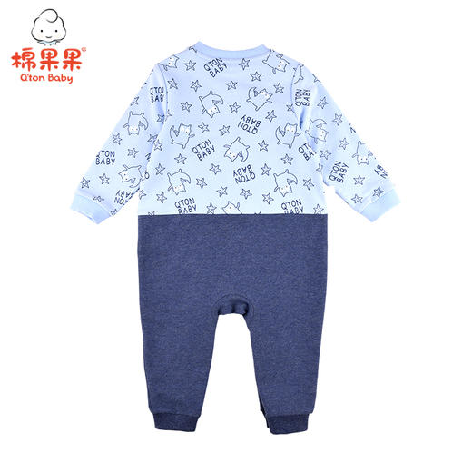 棉果果春秋季男童小毛圈假两件背带套头连体衣连身衣哈衣M112727221132 商品图1