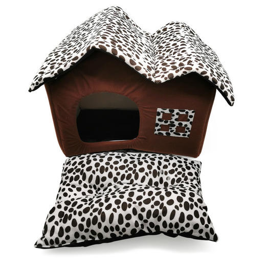 秋冬新款斑点双顶宠物房子狗房子狗窝泰迪屋宠物别墅可折叠宠物冬季猫窝房子 商品图1