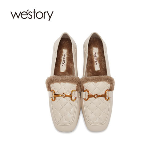 westory乐福鞋女2020新款英伦风真皮漆皮加绒链条单鞋S21AM52311 商品图3
