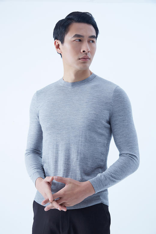 圣弗尔瑞鄂尔多斯特色精纺圆领男套衫  30%羊绒55%防缩毛15%丝光毛 商品图8