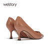 westory商城同款高跟鞋女2021年春季新款秋冬真皮细跟婚鞋优雅单鞋S21AE52341 商品缩略图2