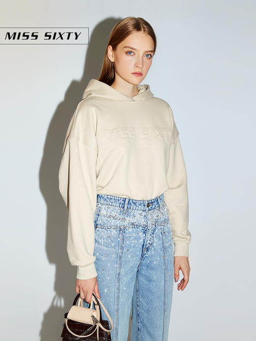 Miss Sixty2020冬季新款纯棉连帽字母抽褶套头卫衣女604TJ0270000 商品图4