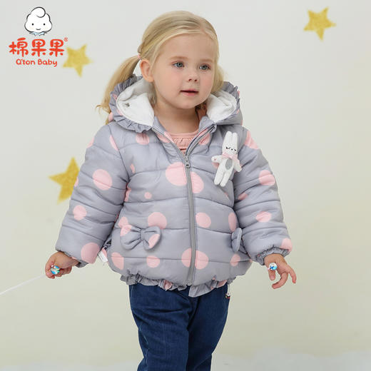 棉果果秋冬季女童圆点短款棉服M422101819718 商品图1