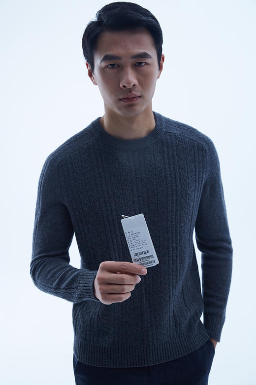 圣弗尔瑞圆领绞花男套衫  鄂尔多斯特色羊绒衫  100%羊绒 商品图8